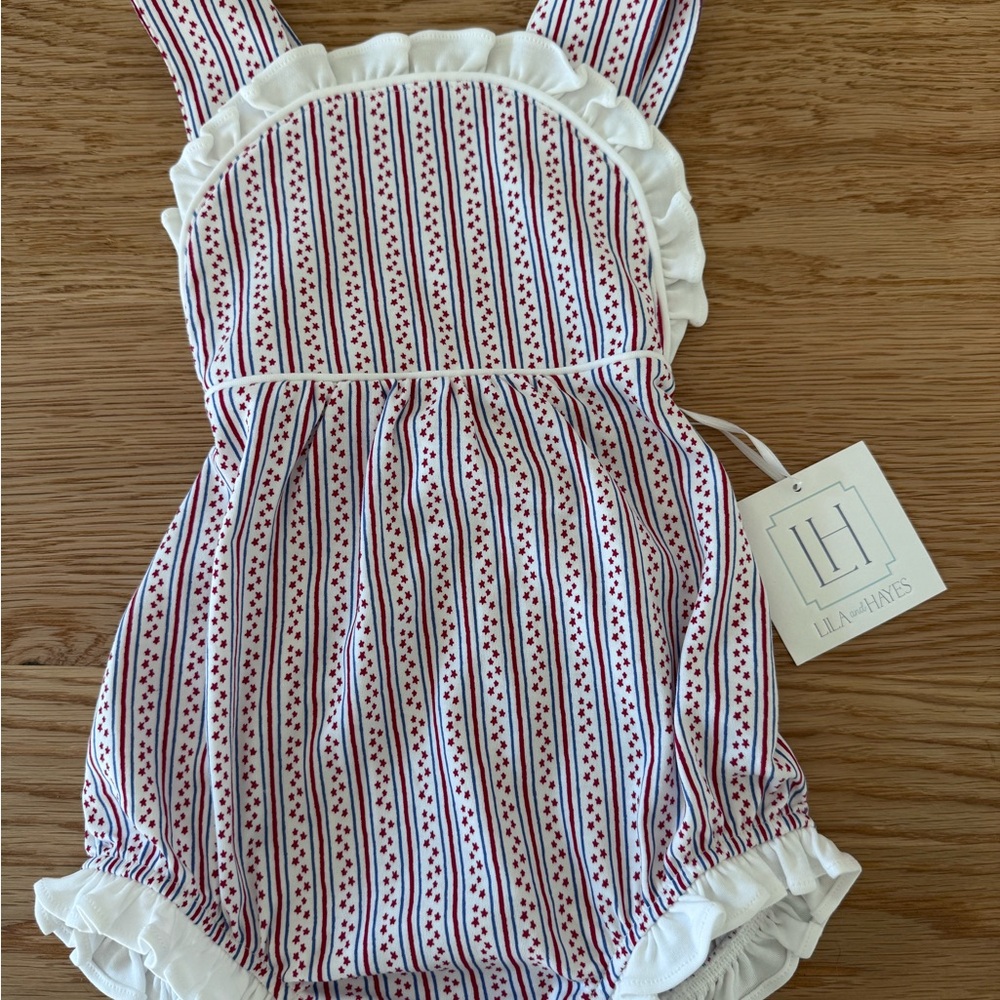 Fourth of July Girl— Bubble: Red and White Striped Bubble with stars